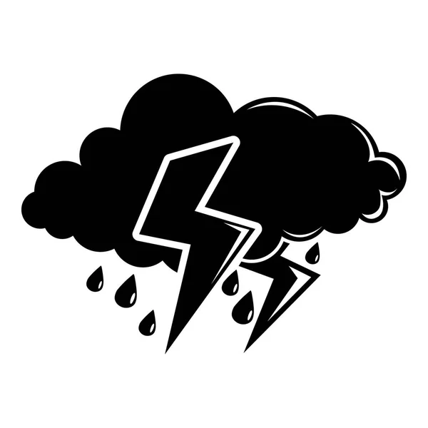 Cloud lightning icon, simple black style — Stock Vector