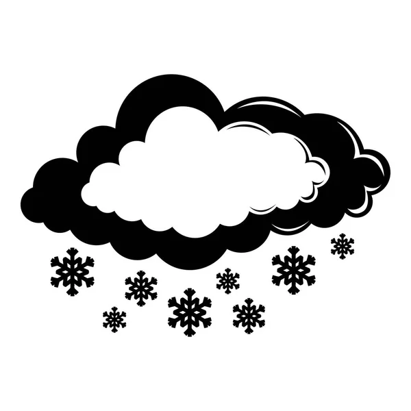 Ícone de floco de neve nuvem, estilo preto simples — Vetor de Stock
