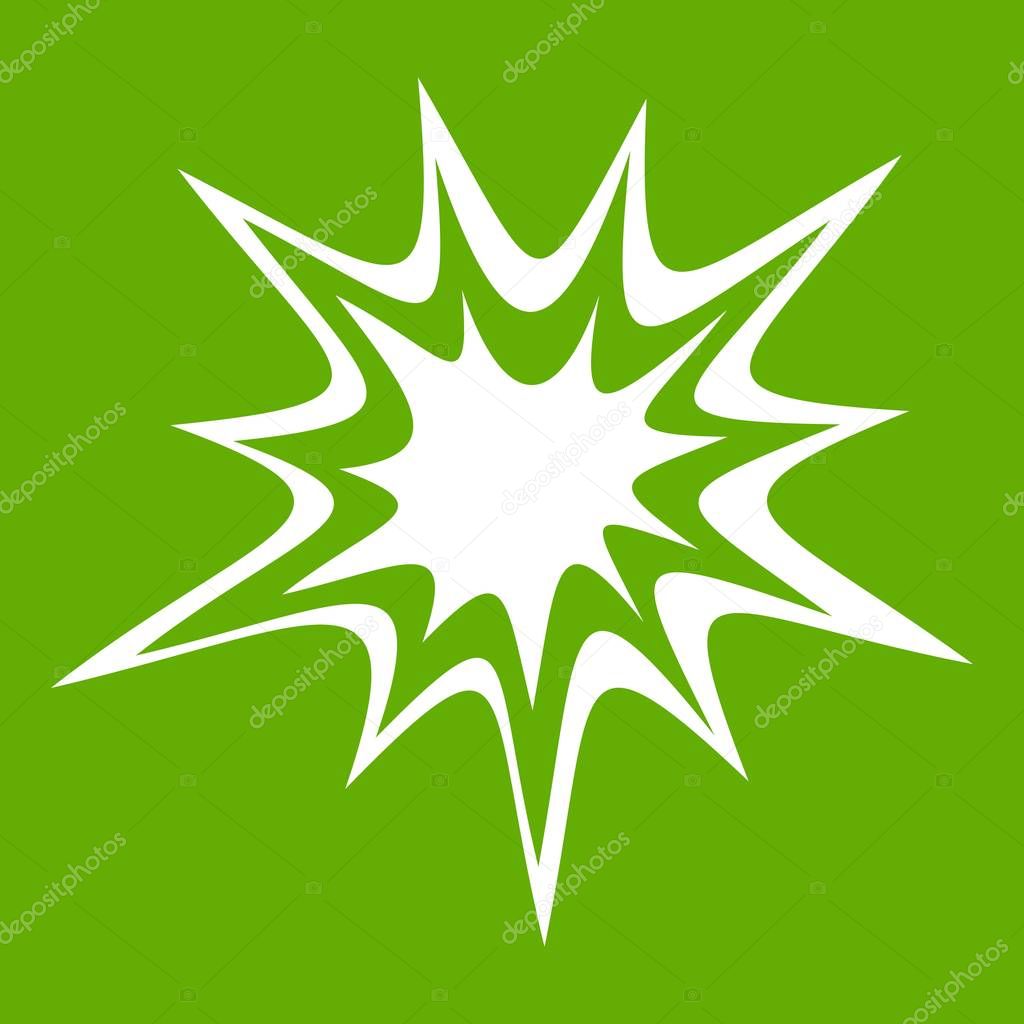 Heavy explosion icon white isolated on green background. Vector illustration