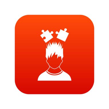 Adam baş simge dijital kırmızı üzerinde bulmaca