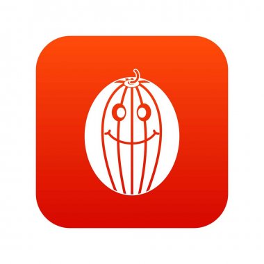 Olgun gülümseyen kavun simgesi dijital kırmızı