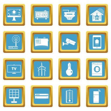 Akıllı ev simgeler gök mavisi