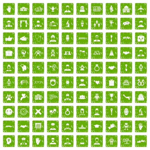 100 el sıkışma simgeler grunge yeşil ayarla