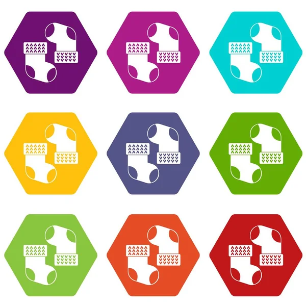 Calcetines de bebé icono de color hexaedro — Vector de stock