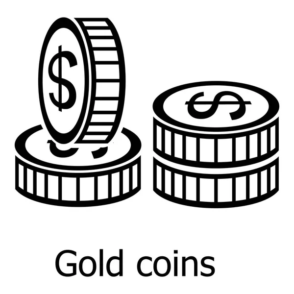 硬币图标，简单的黑色风格 — 图库矢量图片