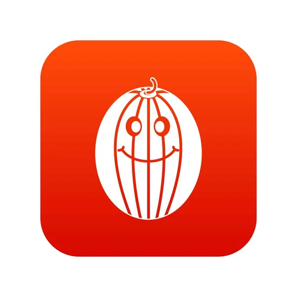 Reife lächelnde Melone Symbol digital rot — Stockvektor