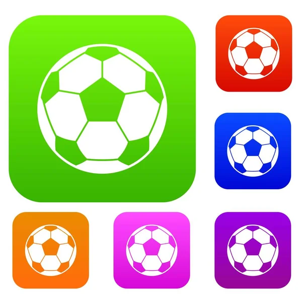 サッカー サッカー ボール セット カラー コレクション — ストックベクタ