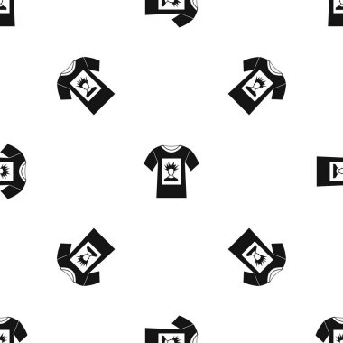 Adam portre desen sorunsuz siyah baskı ile beyaz gömlek