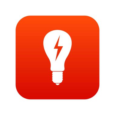 Ampul simgesi dijital kırmızı içinde yıldırım ile