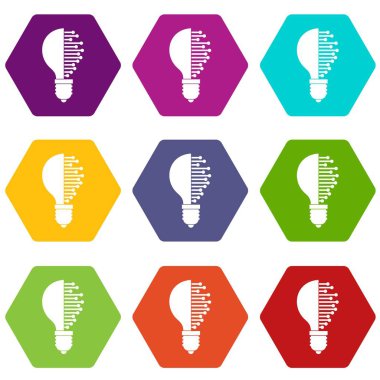 Ampul microcircuit simgesi olan renk altı yüzlü ayarla