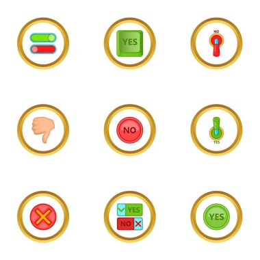 Evet ve Hayır düğmesini Icons set, karikatür tarzı