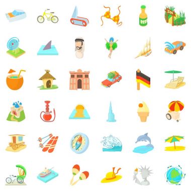 Gevşeme Icons set, karikatür tarzı