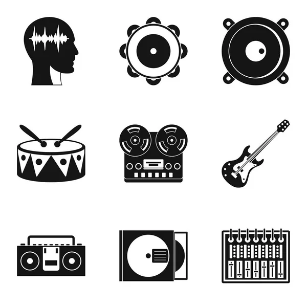 Müzik plaka Icons set, basit tarzı — Stok Vektör