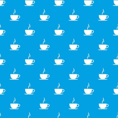 Sıcak bir içecek desen kesintisiz mavi fincan