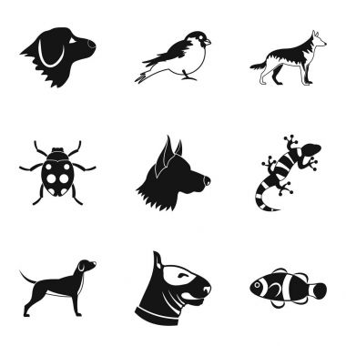 Köpek doğurmak Icons set, basit tarzı