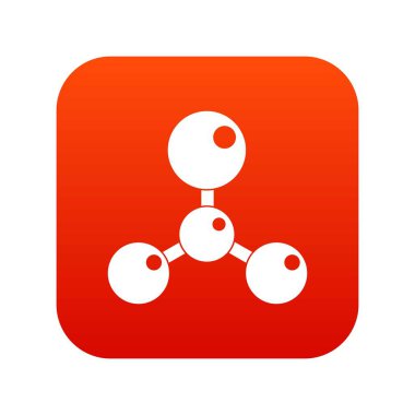 Kimyasal ve fiziksel molekülleri simgesi dijital kırmızı