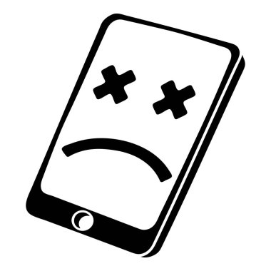 Ölü smartphone simgesi, basit siyah stil