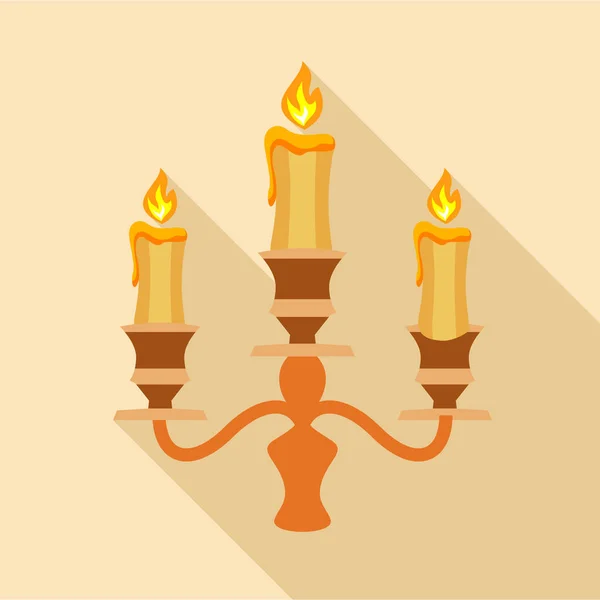 Candelabra candle icon, flat style — Stock Vector