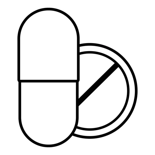 Pilule et tablette icône, style de contour — Image vectorielle