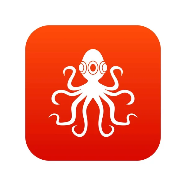 Octopus, icon digital red — Stock Vector