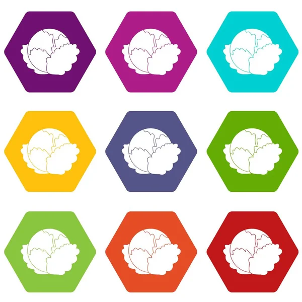 Conjunto de iconos de col hexaedro color — Vector de stock