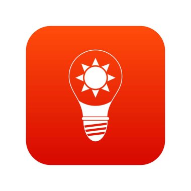 Ampul simgesi dijital kırmızı içinde güneş ile