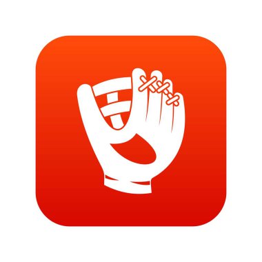 Deri beyzbol eldiveni simgesi dijital kırmızı