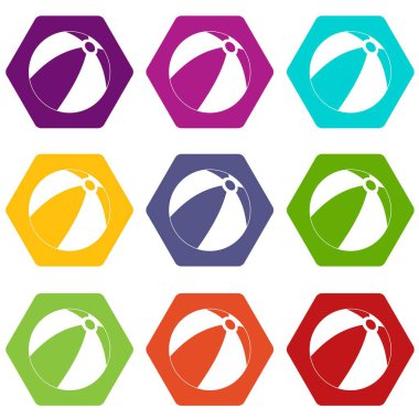 Çocuklar için simge kümesi renk altı yüzlü oynamak için Top