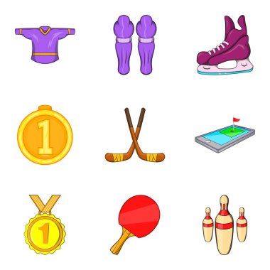 Sporcular tepki Icons set, karikatür tarzı