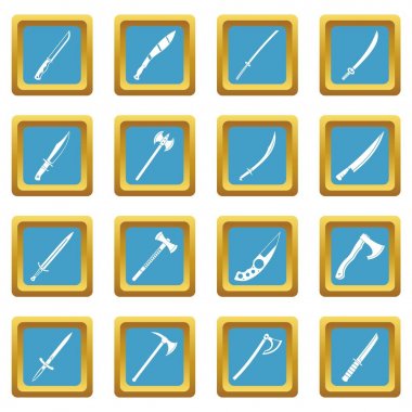 Çelik silah simgeleri simgeleri gök mavisi