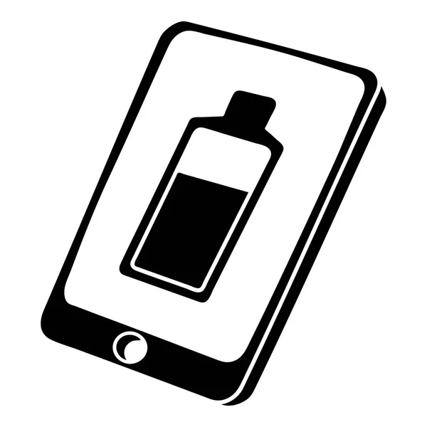 Batteriopladning smartphone ikon, enkel sort stil – Stock-vektor