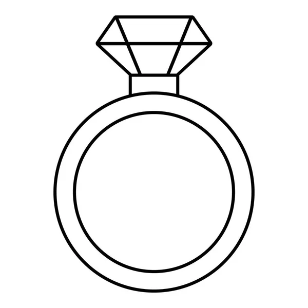 Διαμαντένιο δαχτυλίδι αρραβώνων εικονίδιο, στυλ διάρθρωσης — Διανυσματικό Αρχείο