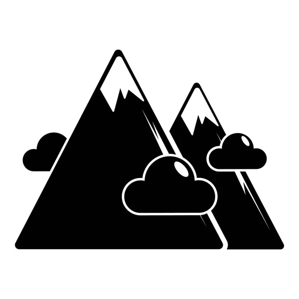 Icône de montagnes, simple style noir — Image vectorielle