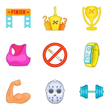 Büyük spor Icons set, karikatür tarzı