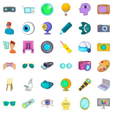 Göz küresi Icons set, karikatür tarzı