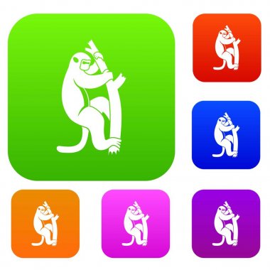 Bir ağaç üzerinde makak renk koleksiyonu ayarla