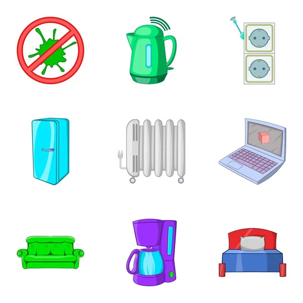 Conjunto de iconos de apartamento limpio, estilo de dibujos animados — Vector de stock