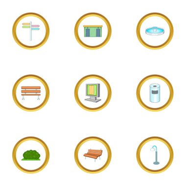 Park öğe simgeler kümesi, karikatür tarzı