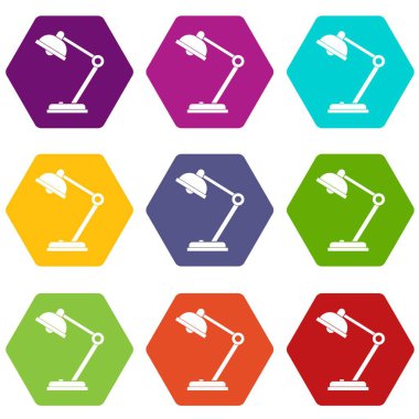 Renk altı yüzlü Resepsiyon lambası Icon set