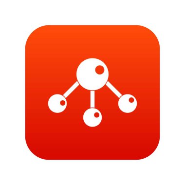 Kimyasal ve fiziksel molekülleri simgesi dijital kırmızı