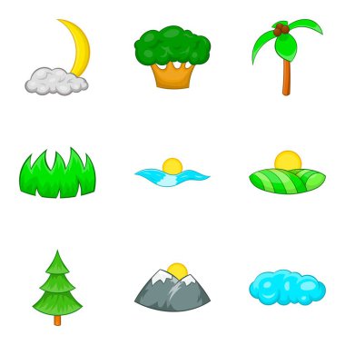 Dünya flora Icons set, karikatür tarzı