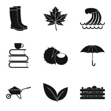 Sonbahar zaman simge seti, basit tarzı