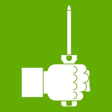 Tornavida aracı simgesi yeşil tutan el