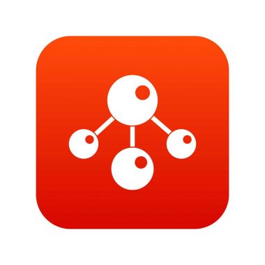 Kimyasal ve fiziksel molekülleri simgesi dijital kırmızı