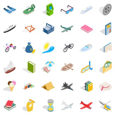 Eğlence Icons set, izometrik stili