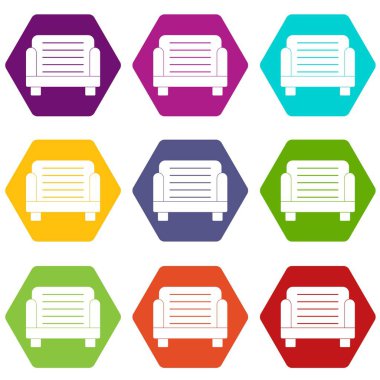 Renk altı yüzlü koltuk Icon set