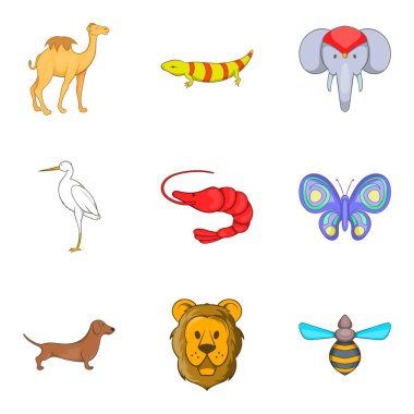 Kertenkele Icons set, karikatür tarzı