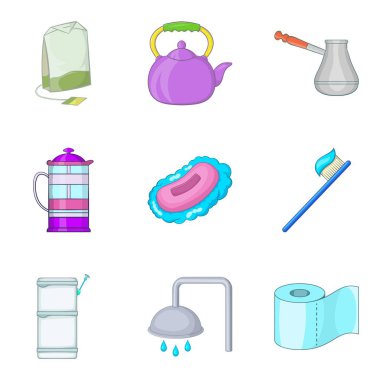 Tuvalet Icons set, karikatür tarzı