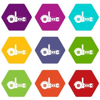 Renk altı yüzlü daire testere Icon set