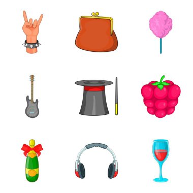 Rock parti simge seti, karikatür tarzı